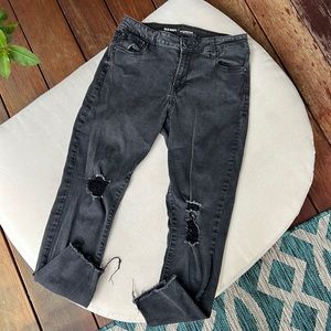 Ripped Black Skinny Jeans, Old Navy Rockstar Mid Rise size 12.